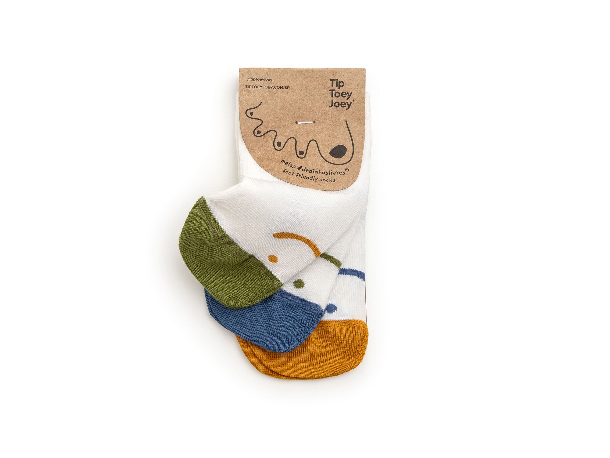 Kit de calcetines descalzos Tip Toey Joey - Azul/Mostaza/Verde