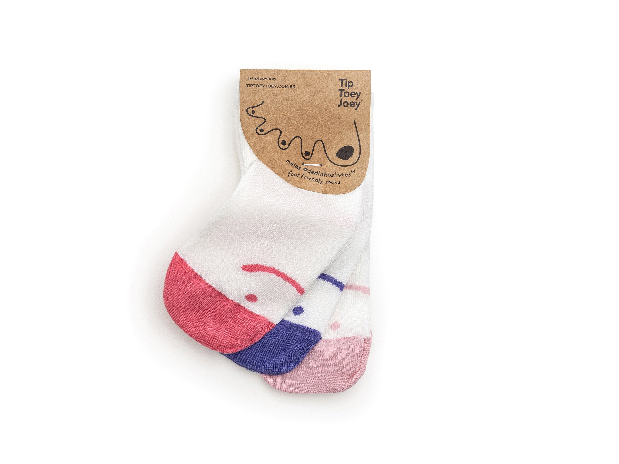Kit de calcetines descalzos Tip Toey Joey - Blanco/Rosa/Violeta
