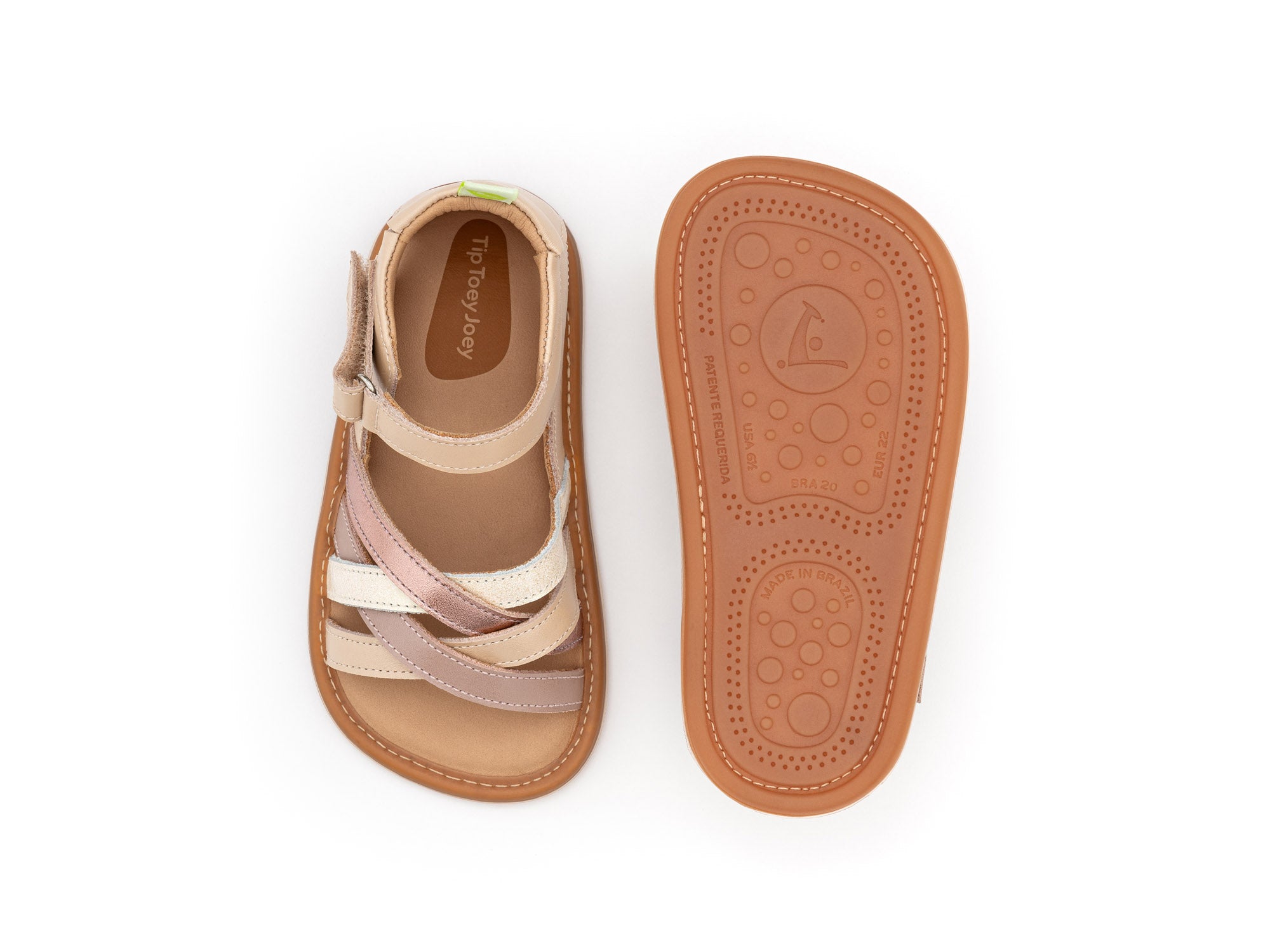 Sandalia infantil TIP TOEY JOEY cómoda para los pies - Criss Cross Pearl Pink