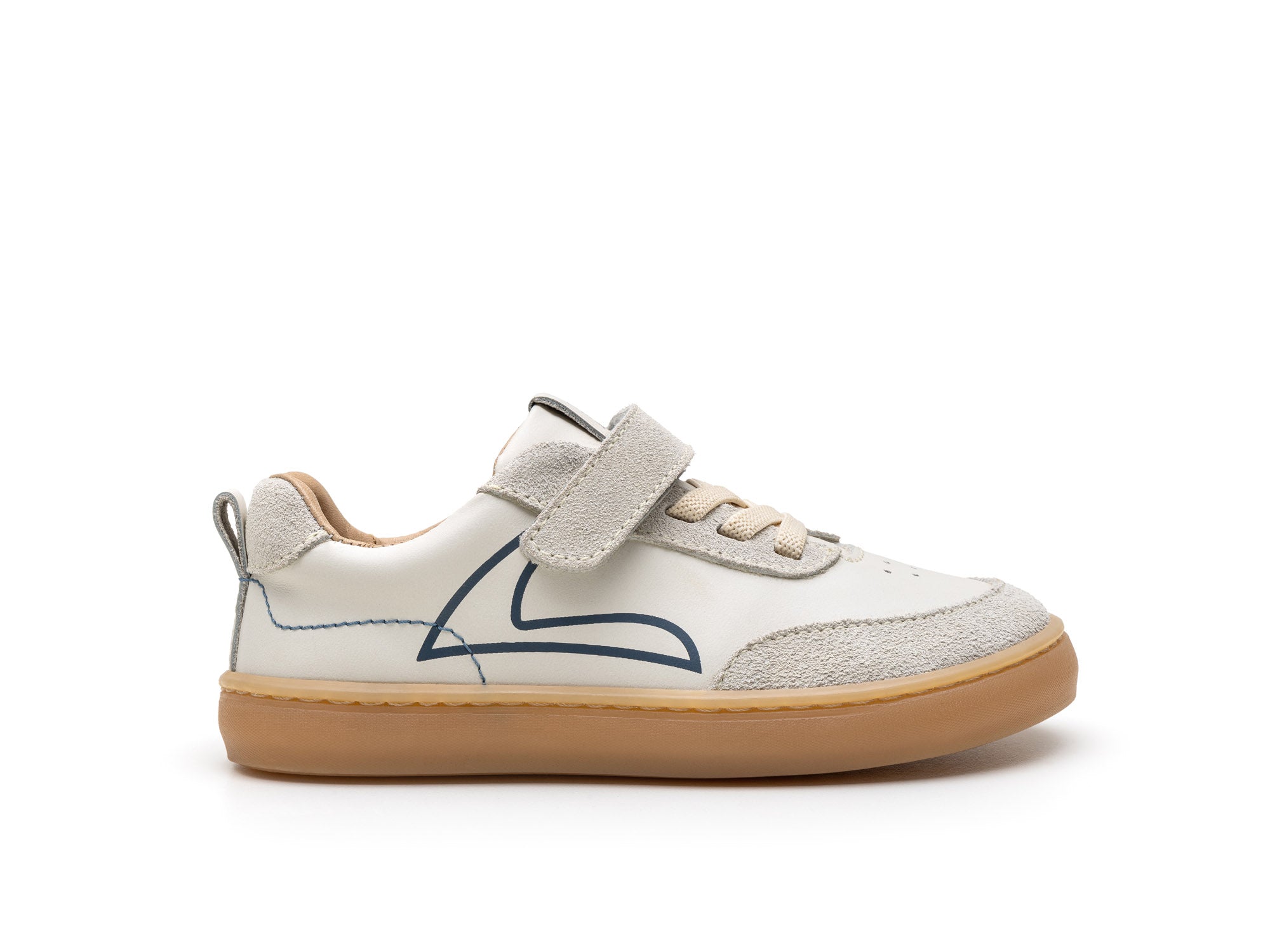 Zapatillas Tip Toey Joey para niños, cómodas para los pies - Outline Tapioca & Ivory Suede