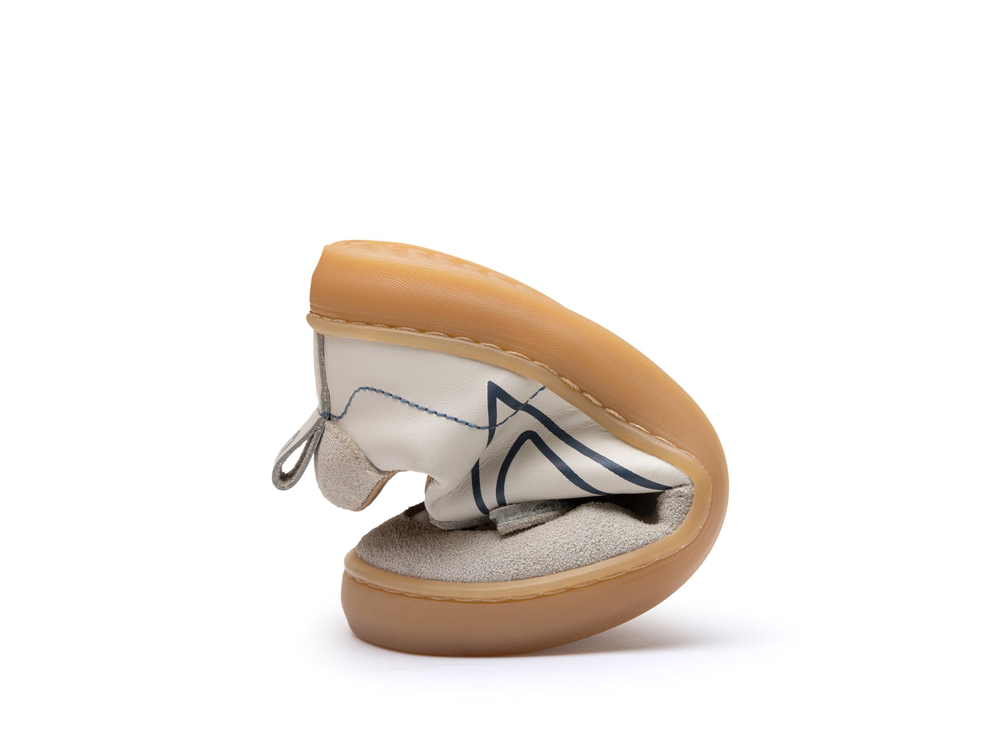 Zapatillas Tip Toey Joey para niños, cómodas para los pies - Outline Tapioca & Ivory Suede