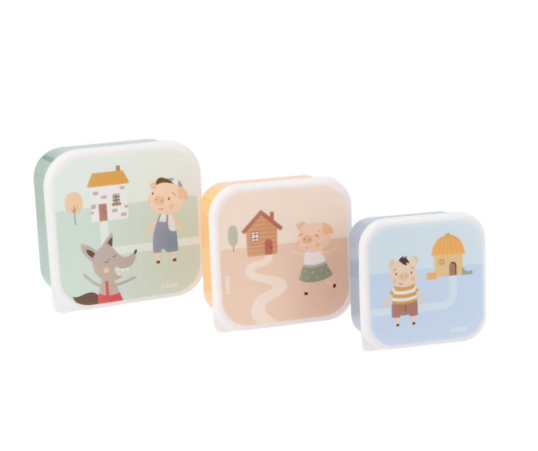 Juego de 3 cajas de comida de Los Tres Cerditos