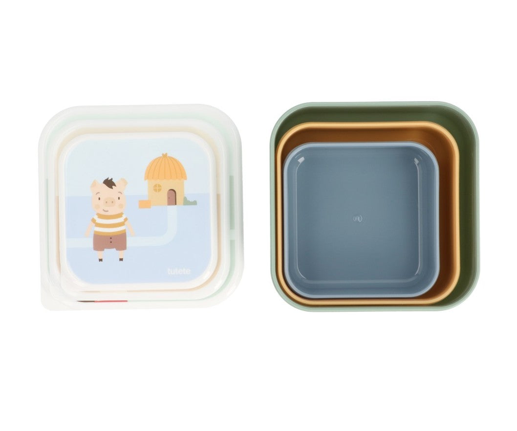 Juego de 3 cajas de comida de Los Tres Cerditos