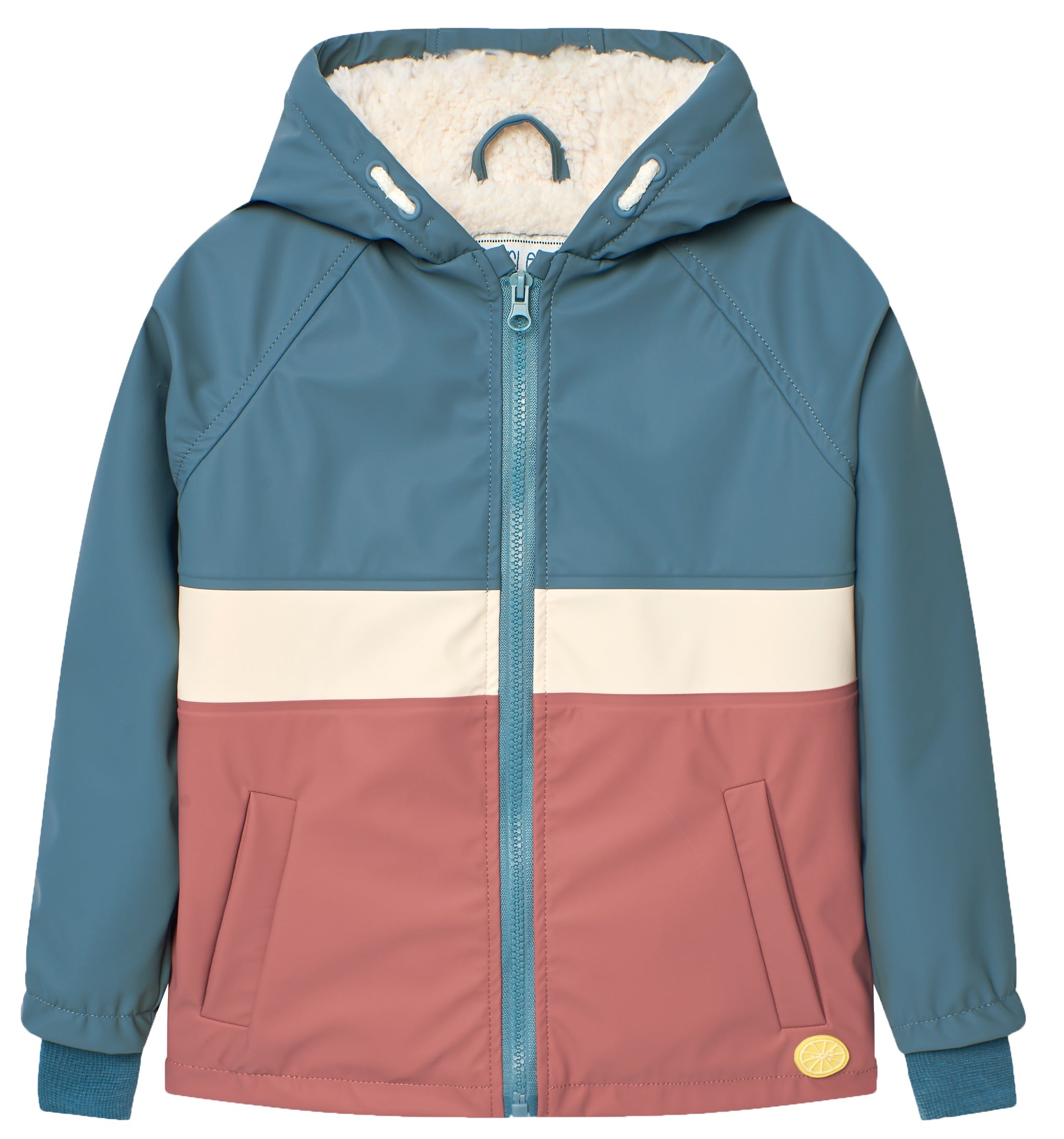Chaqueta impermeable azul y ladrillo con forro cálido - WaterLemon