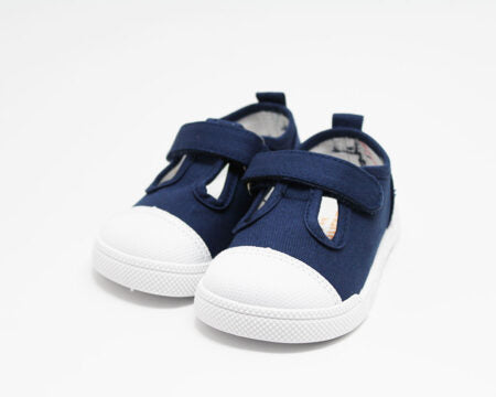 Zapatillas de lona que respetan los pies de los niños - Blanditos Pomelo Azul