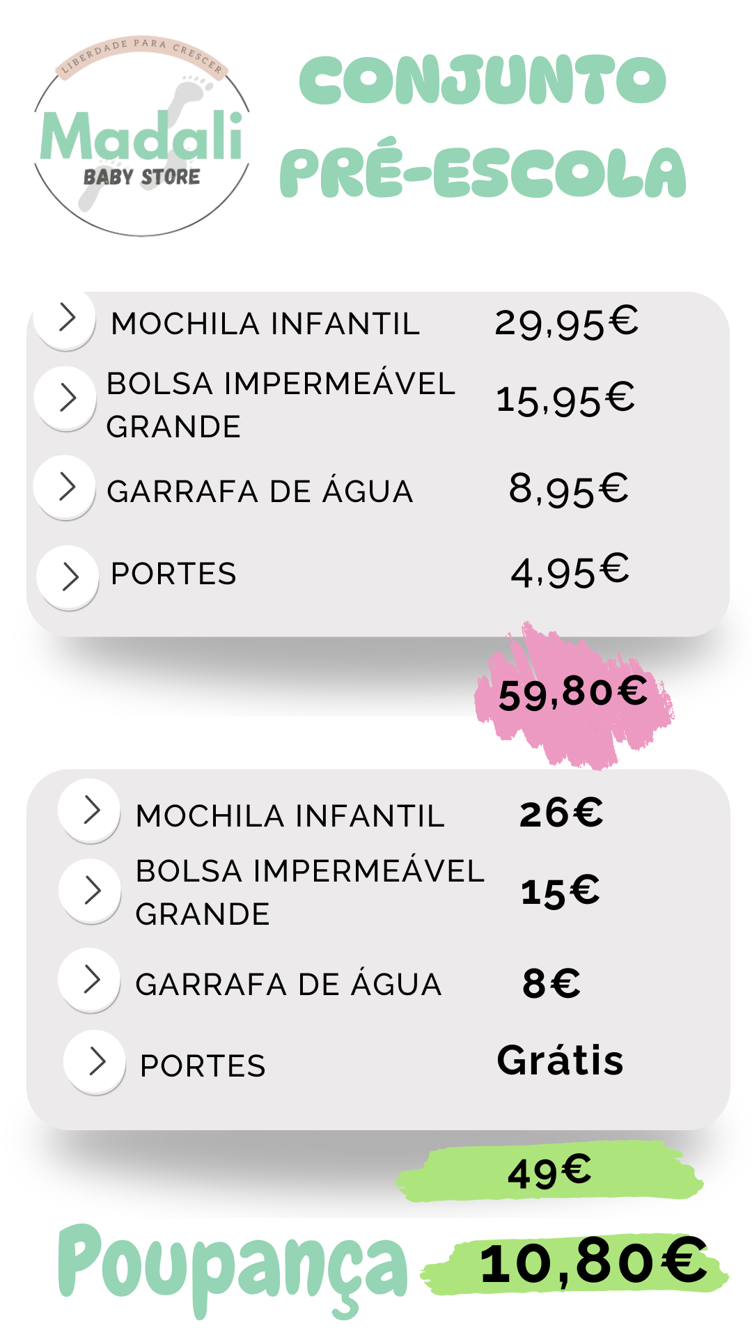 Conjunto Preescolar Mochila + Bolsa Impermeable + Botella de Agua - Tutete Croc