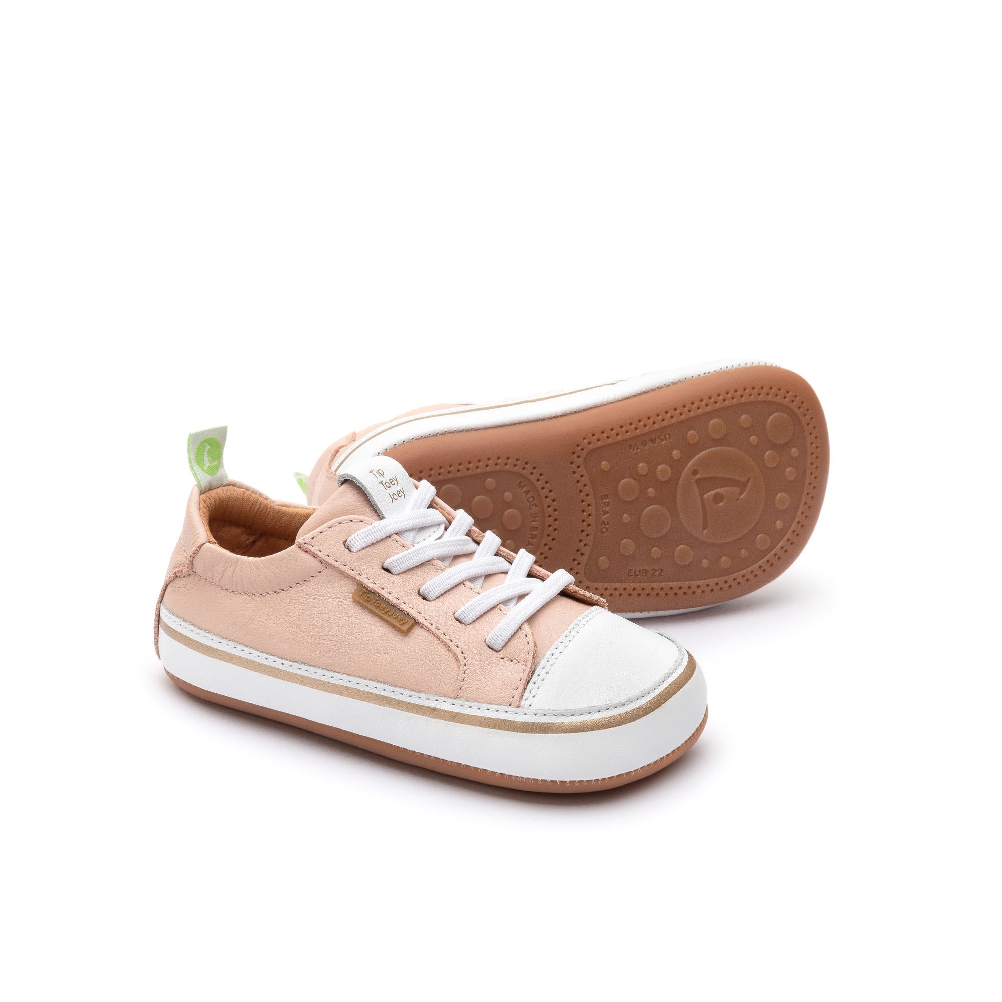 Zapatillas Tip Toey Joey para niños, cómodas para los pies, en algodón de azúcar y blanco