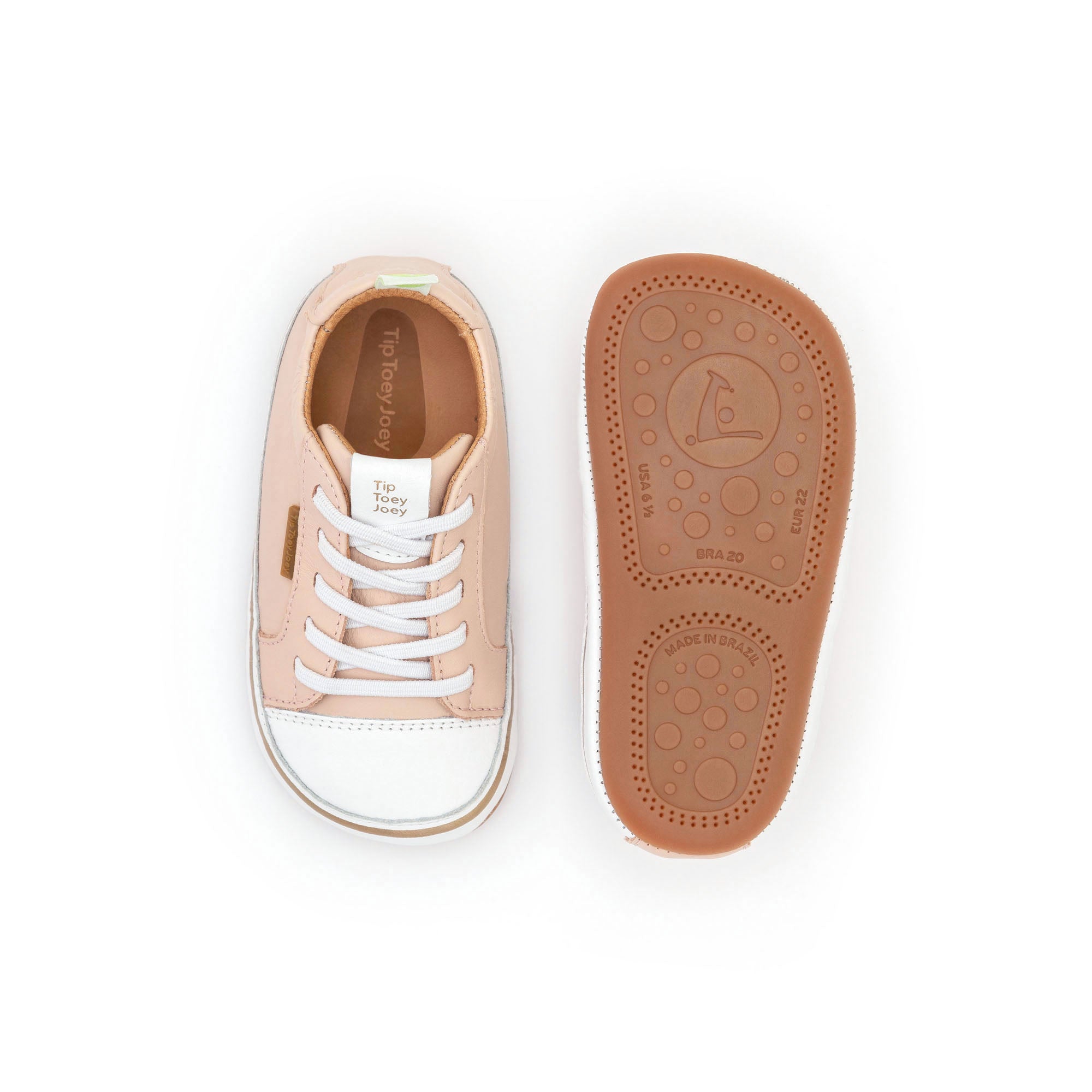 Zapatillas Tip Toey Joey para niños, cómodas para los pies, en algodón de azúcar y blanco