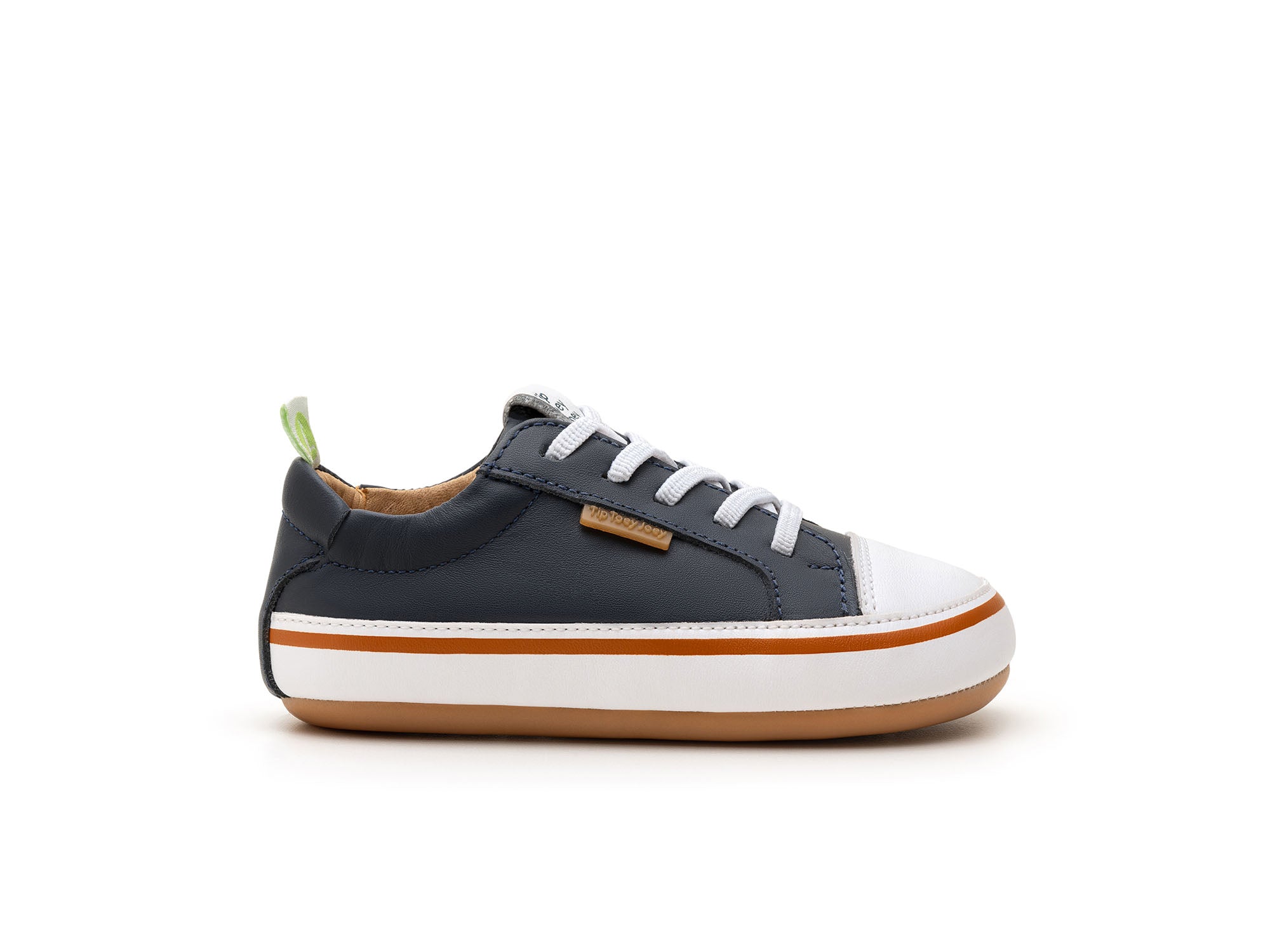 Zapatillas Tip Toey Joey para niños, cómodas para los pies, en azul marino y blanco