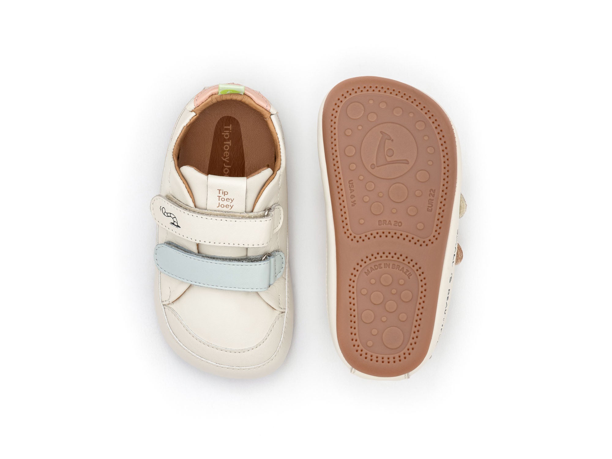 Zapatillas Tip Toey Joey para niños, aptas para los pies - Bossy Worm Tapioca y Wan Bleu Papaya Cream