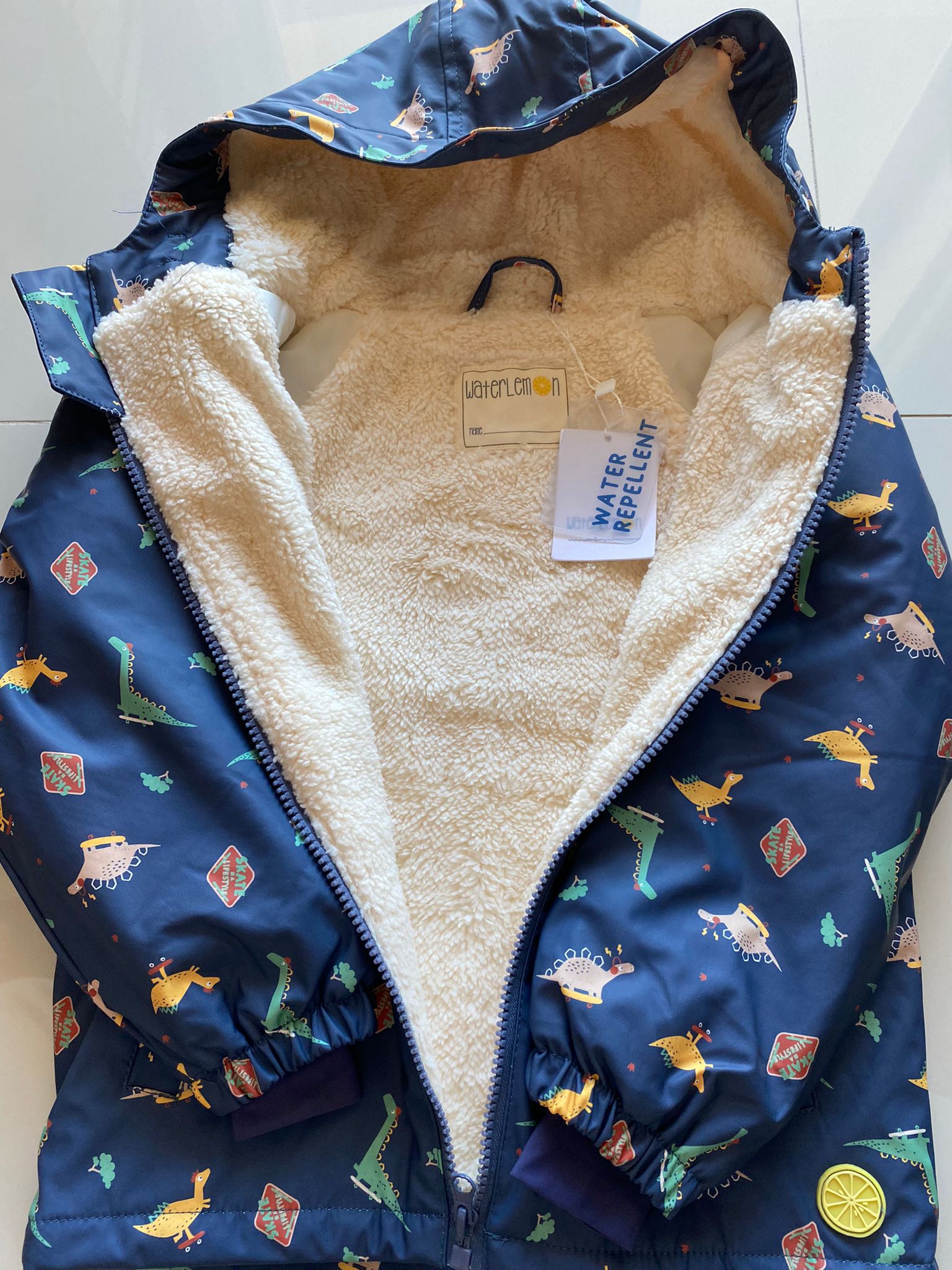 Chaqueta impermeable de dinosaurio con forro cálido - WaterLemon
