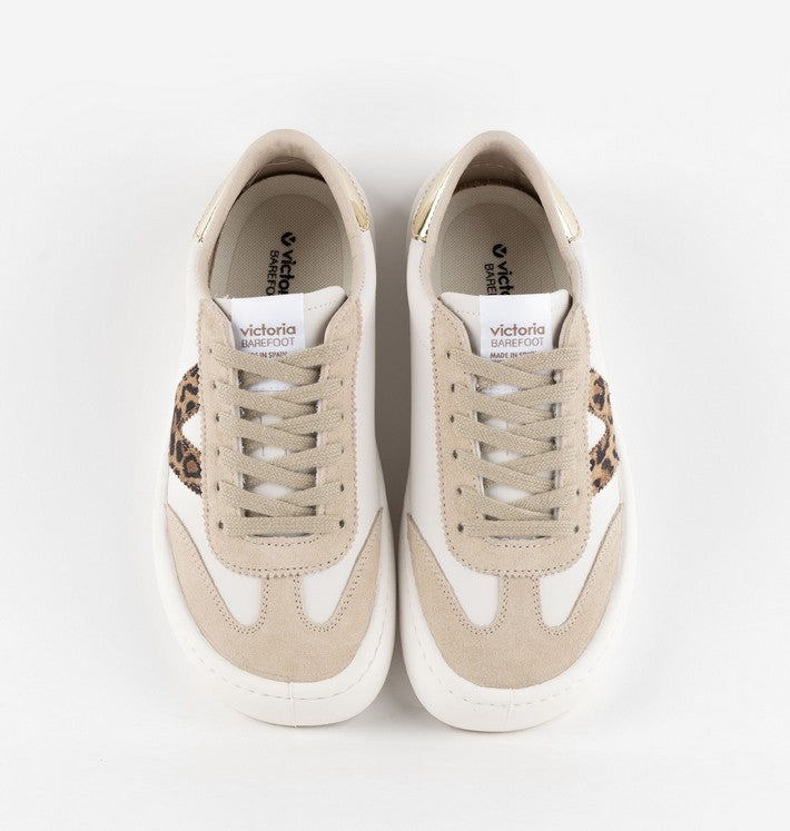 Zapatillas descalzas para adultos de piel y ante - Victoria Olmo Beige (Leopardo) 