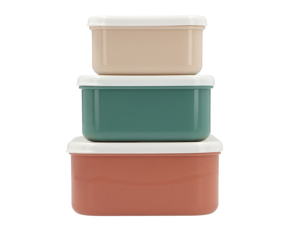 Juego de 3 cajas de comida con motivos geométricos naturales
