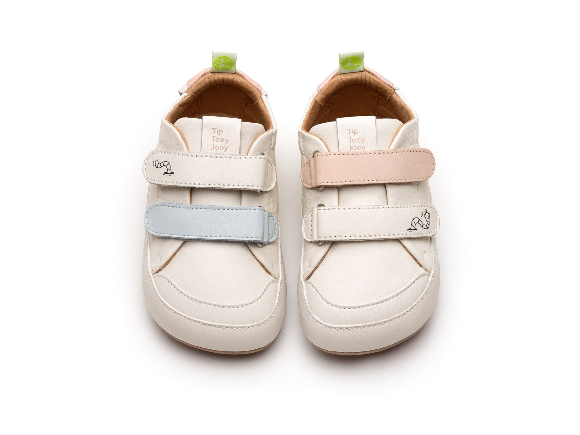 Zapatillas Tip Toey Joey para niños, aptas para los pies - Bossy Worm Tapioca y Wan Bleu Papaya Cream