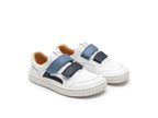 Zapatillas Tip Toey Joey para niños, cómodas para los pies, en blanco Landy y azul marino ceniza 
